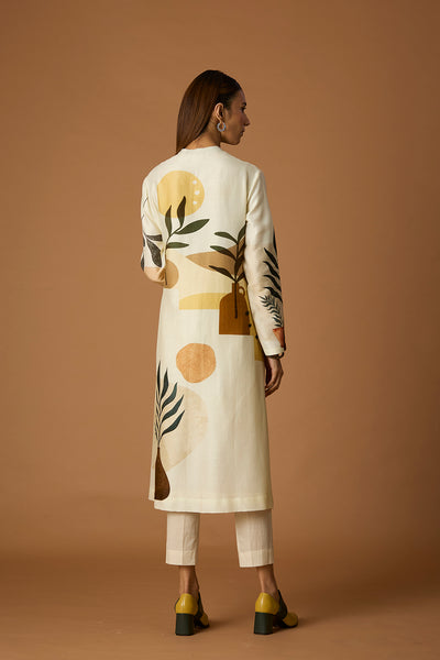 IVORY CHANDERI PRINTED TUNIC (BCC-01)