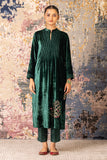 Emerald Green Velvet Embroidered Tunic Set (Vt-04)