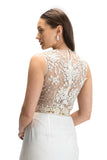 WHITE TULLE FLORAL EMBROIDERED BODYSUIT (FA-27A/BLS)
