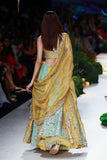 Yellow Viscose Dupion Scalloped Emb. Lehenga & Yellow Organza Emb. Dupatta (Sk-34b/dup Fa-56a/bls, Fa-56/leh)
