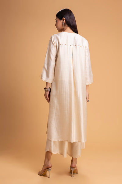 IVORY DUPION EMB. KURTA SET (2 PCS)