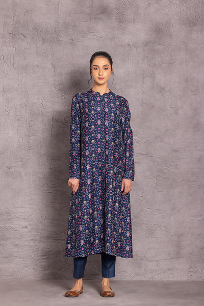 BLUE VISCOSE DUPION TUNIC ( DC-01A)