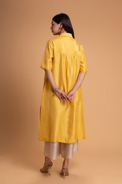 YELLOW DUPION EMB. KURTA SET (2 PCS)