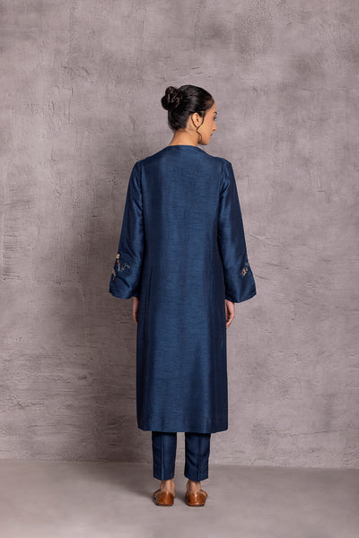 DARK BLUE VISCOSE DUPION PRINTED KURTA SET (DT-05)