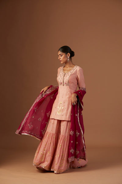 FALSA PINK ORGANZA EMBROIDERED DUPATTA (1 PC)
