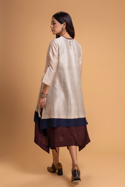 RED DUPION EMB. DRESS (1 PC)