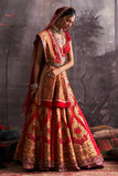 RED BANDHANI EMBROIDERED LEHENGA & DUPATTA  ( 2 PCS)