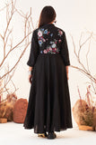 Black Linen Georgette Multicolour Emb. Anarkali Set (SH-12/ANG+BTM)