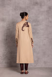 BEIGE & BROWN WOOLEN HIGH-LOW JACKET (WLN-04A)
