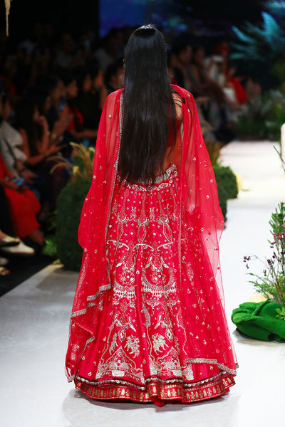 Red Mushroo & Dupion Embroidered Lehenga Set (Tl-07/bls, Sl-03, Sl-03/dup)
