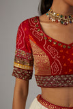 IVORY GAUZE CRINKLED LEHENGA SET WITH CHANDERI UNSTITCHED BLOUSE (BRM-25A))