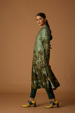 FOREST GREEN VISC. DUPION PRINTED TUNIC (BC-05)