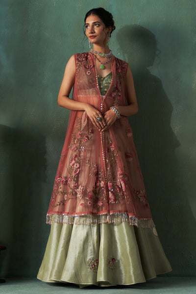 Mint green lehenga set (4 PCS)