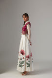 IVORY DUPION SILK SKIRT WITH SATIN SHIRT & FALSA JACKET ( 3 PCS)