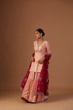 FALSA PINK ORGANZA EMB. DUPATTA  ( MH-04F/DUP)