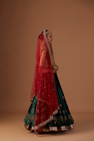 CRIMSON TULLE EMBROIDERED DUPATTA (1 PC)