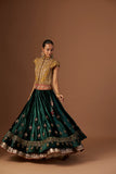 EMERALD GREEN EMBROIDERED LEHENGA (1 PC)