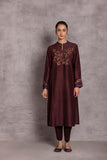 BROWN VISCOSE DUPION PRINTED KURTA SET (DT-12)