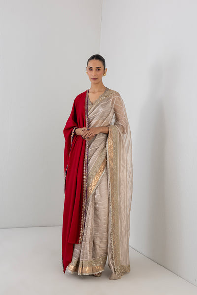 BLOOD RED EMBROIDERED WOOLLEN SHAWL (1 PC)