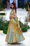 Yellow Viscose Dupion Scalloped Emb. Lehenga & Yellow Organza Emb. Dupatta (Sk-34b/dup Fa-56a/bls, Fa-56/leh)