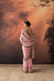 ONION PINK TUSSAR & ORGANZA EMB. TWO-PIECE SAREE SET(EVO-08) (3 PCS)