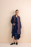 BLUE HANDWOVEN COTTON LONG JACKET (1 PC)