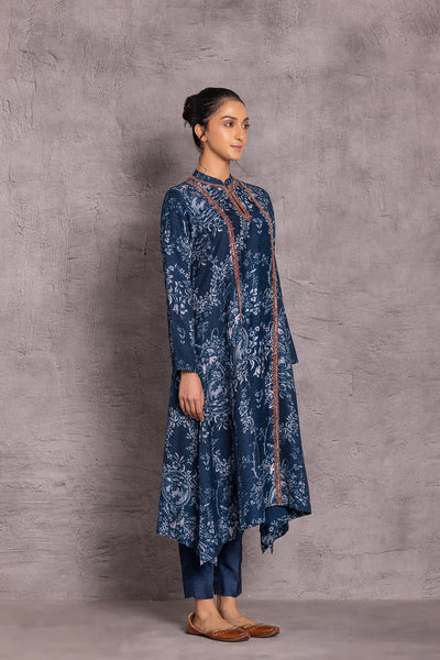 DARK BLUE VISCOSE DUPION EMBROIDERED TUNIC ( DC-04)