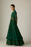 GREEN TULLE EMBROIDERED ANARKALI SET(3 PCS)