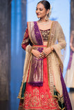 Red Silk Dupion Embroidered Heavy Lehenga Set (KS-15)