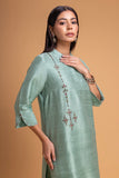 AQUA DUPION EMB. KURTA SET (2 PCS)