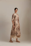 Beige silk chanderi bloomcycle printed tunic (SV-05/KUR)