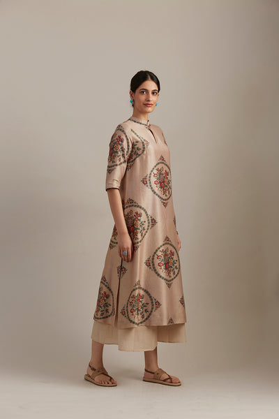 BEIGE SILK CHANDERI TUNIC (1 PC)