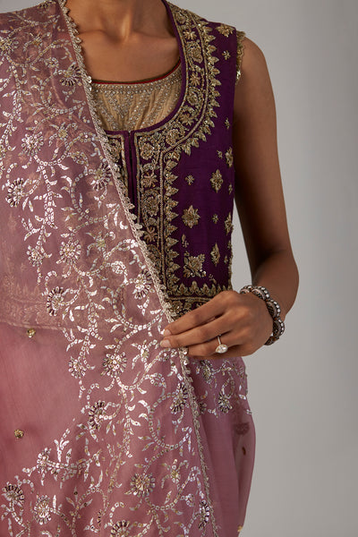 PURPLE DUPION JACKET WITH BLOUSE (2 PCS)