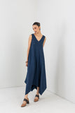 BLUE MELANGE HANDKERCHIEF SLEEVELESS TUNIC (1 PC)