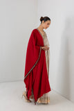 BLOOD RED EMBROIDERED WOOLLEN SHAWL (1 PC)