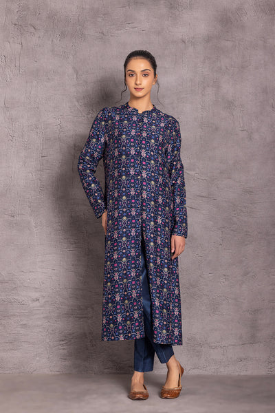 BLUE VISCOSE DUPION TUNIC ( DC-01A)