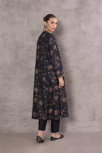 BLACK VISCOSE DUPION  PRINTED EMBROIDERED TAGAAI KURTA (DC-02/KUR)