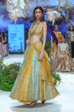 Yellow Viscose Dupion Scalloped Emb. Lehenga & Yellow Organza Emb. Dupatta (Sk-34b/dup Fa-56a/bls, Fa-56/leh)