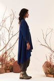 Blue & Mehendi Woolen High Low Wrap Jacket (WLN-04A/JKT)