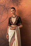 BROWN BROCADE & DUPION EMB. BLOUSE (FB-09) (1 PC)