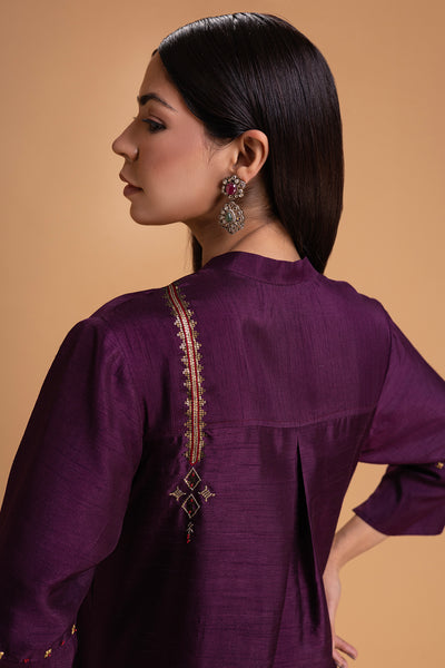PURPLE DUPION EMB. KURTA SET (2 PCS)