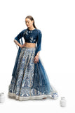 IVORY & BLUE EMBROIDERED LEHENGA SET