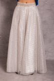 SILVER TULLE EMBROIDERED SKIRT (TL-25C)