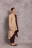 BEIGE & BROWN WOOLEN HIGH-LOW JACKET (WLN-04A)