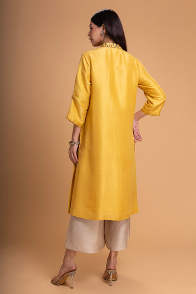 YELLOW DUPION EMB. KURTA SET (2 PCS)