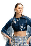 IVORY & BLUE EMBROIDERED LEHENGA SET
