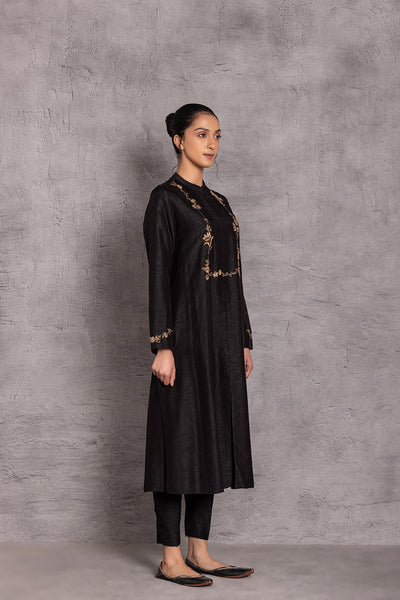 BLACK VISCOSE DUPION PRINTED KURTA SET (DT-06)