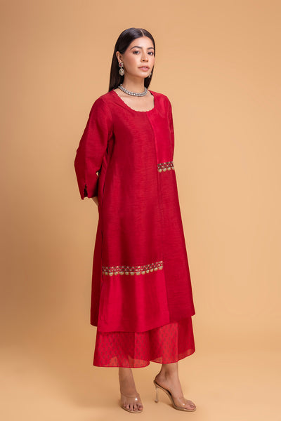 RED DUPION EMB. KURTA SET (2 PCS)