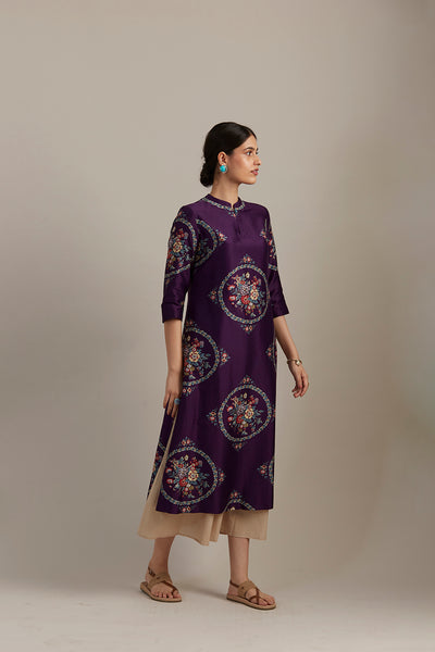 EGGPLANT SILK CHANDERI TUNIC (1 PC)