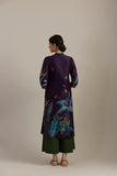 Wine silk chanderi Tunic, adorned with forest print (SV-01/KUR)
